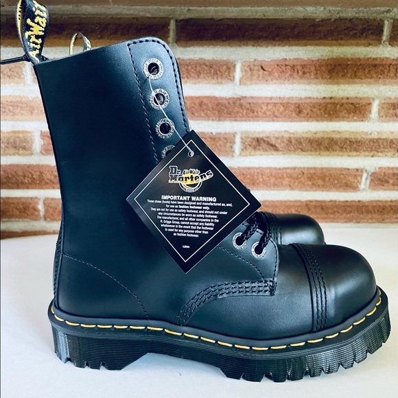 Dr. Martens Shoes - Dr Martens Doc Black Steel Toe Fashion Boots